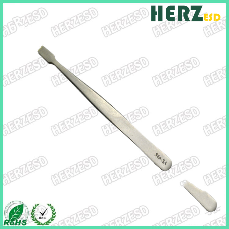 34A-SA High Precision Flat Tip ESD Tweezers With Thin Square Flat Tips