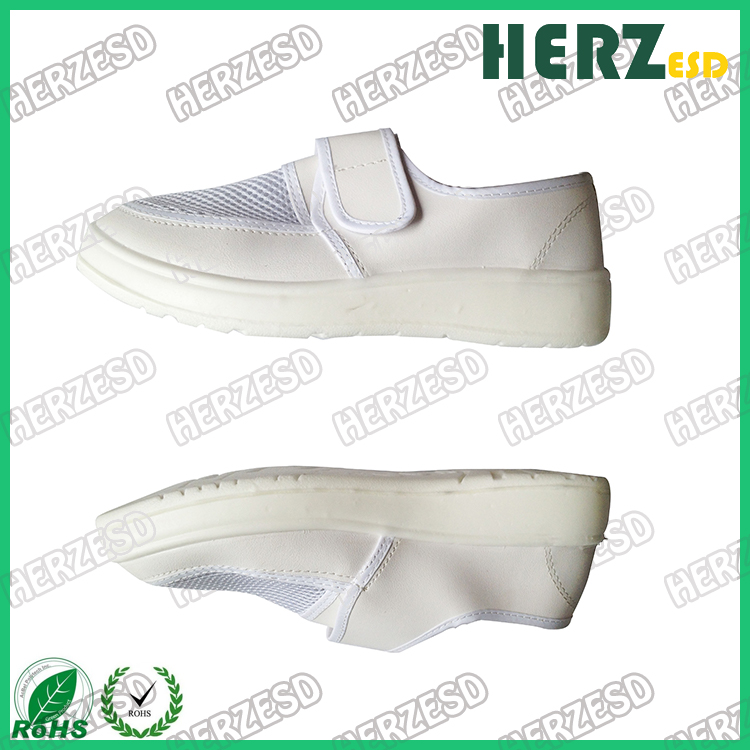 HZ-4306 PVC Sole White Color Breathable ESD Anti-static Shoes for Electronics Factory