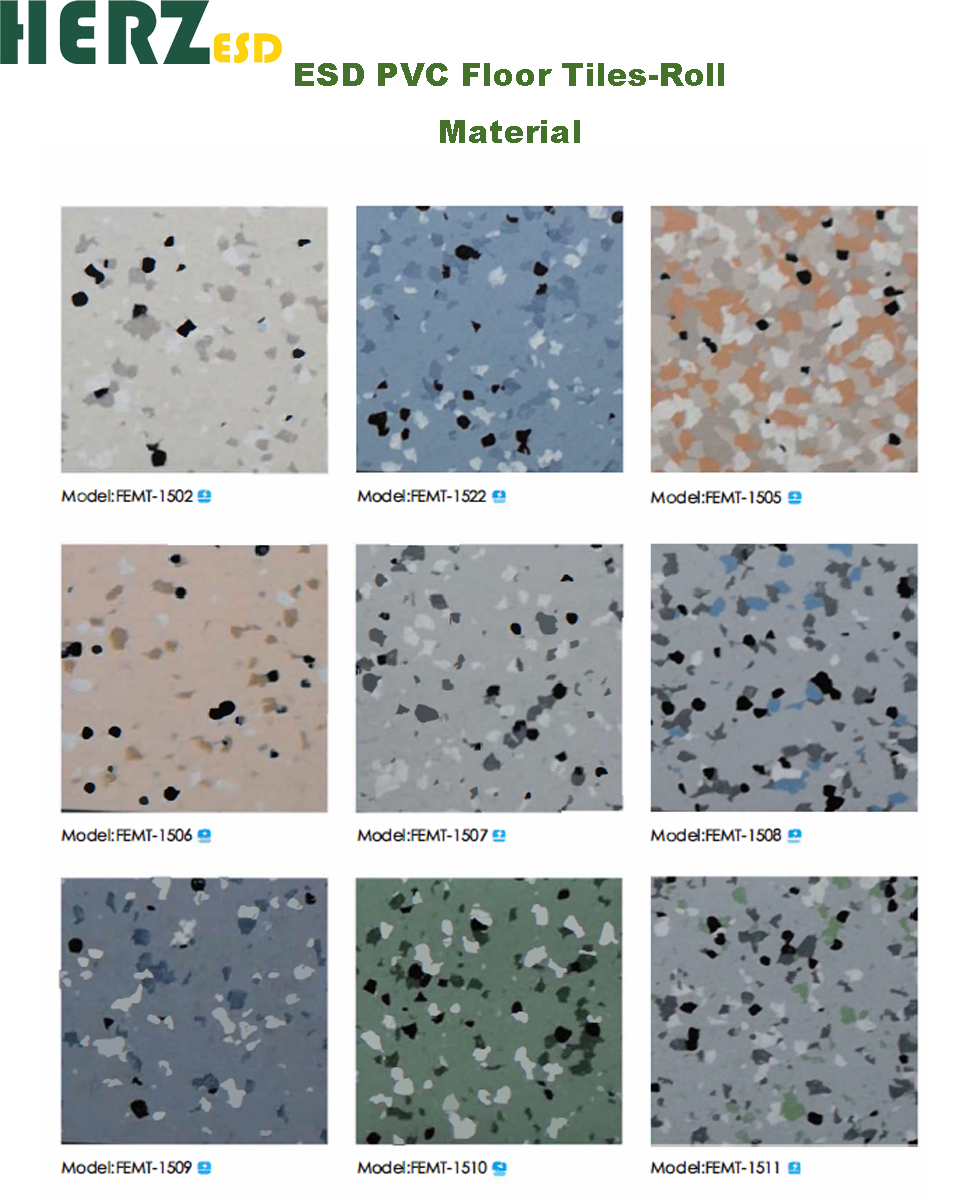 Conductive Flooring Homogeneous ESD PVC Floor Tiles PUR Coated Antistatic Vinyl Flooring esd